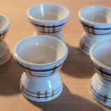 5 devil's egg cups in earthenware, Poitou model from Sarreguemines.