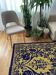 Romanian floral rug handwoven in wool, purple and yellow background