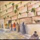 Original watercolor painting 1949 "Wailing Wall - Jerusalem" G. KUGELEM
