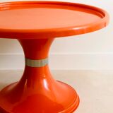 Orange round coffee table, Italy 60s