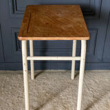 School desk 1960 white lacquered metal wooden top