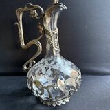 Ewer – Engraved glass and silver-plated metal – Mistletoe decoration