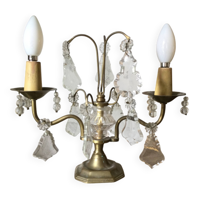 Lampe ancienne en laiton 2 branches