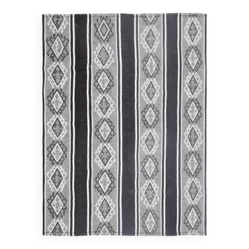 Tapis Kilim en laine et coton turc fait main vintage des années 1970 147x197