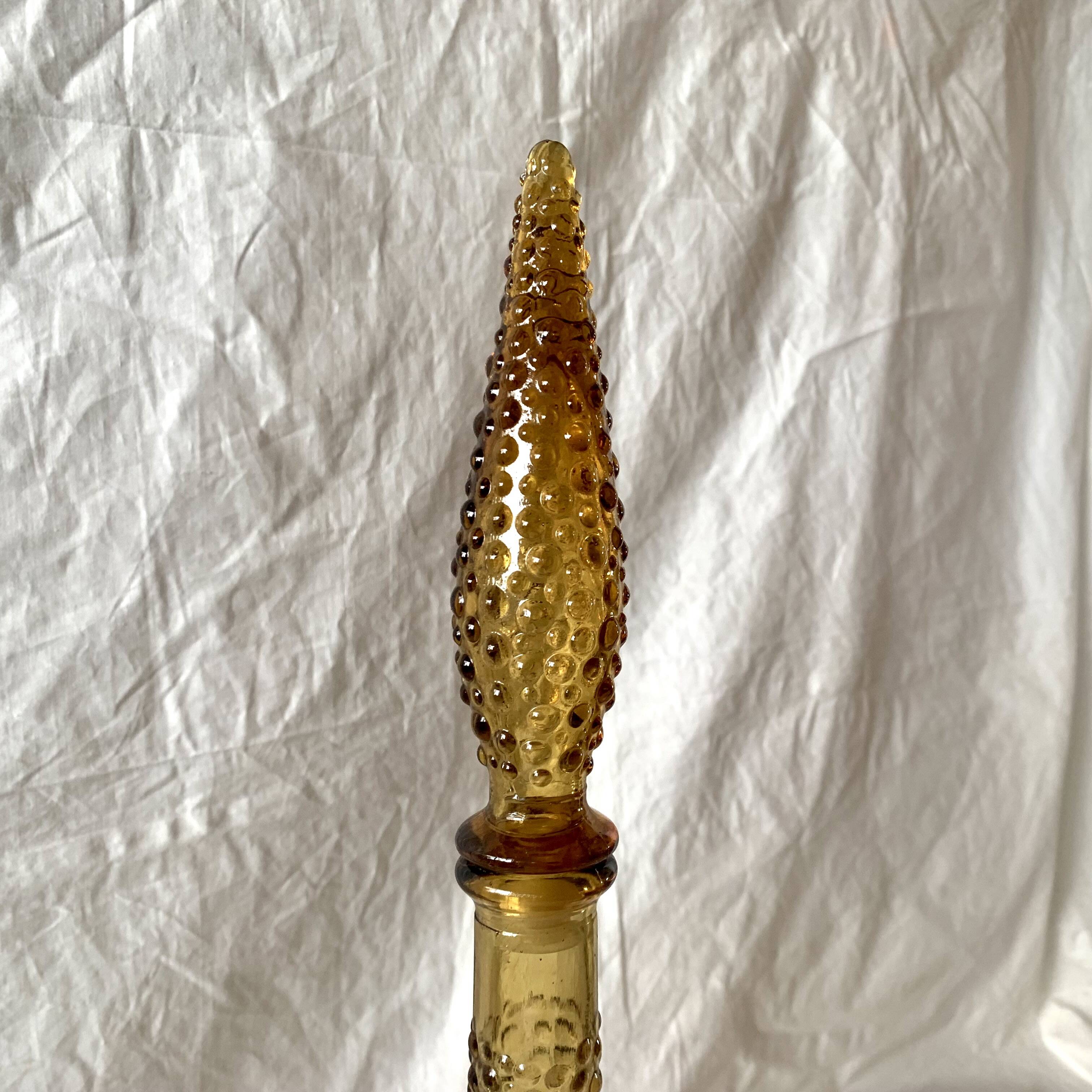 Genie bottle in amber yellow Empoli glass