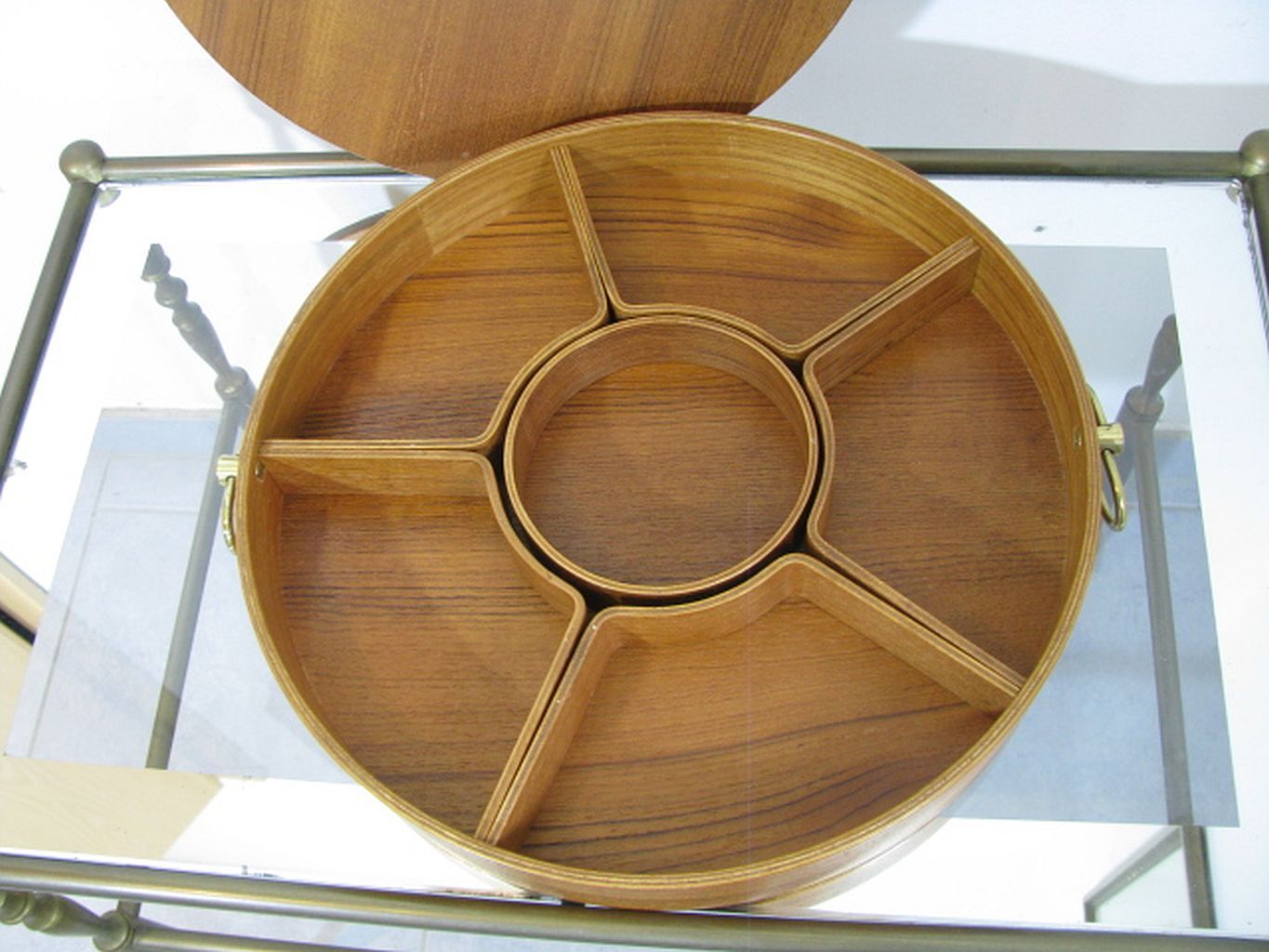 Mid century sewing box with / asystent / Service platform  teak 1960/70s