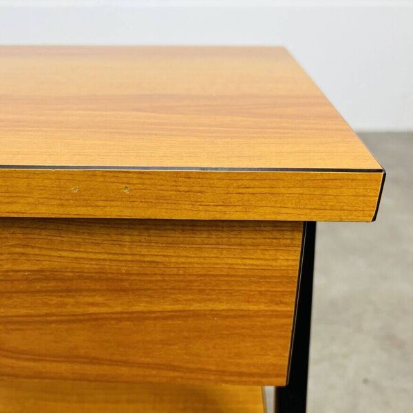 Table de chevet années 50 effet bois, moderniste
