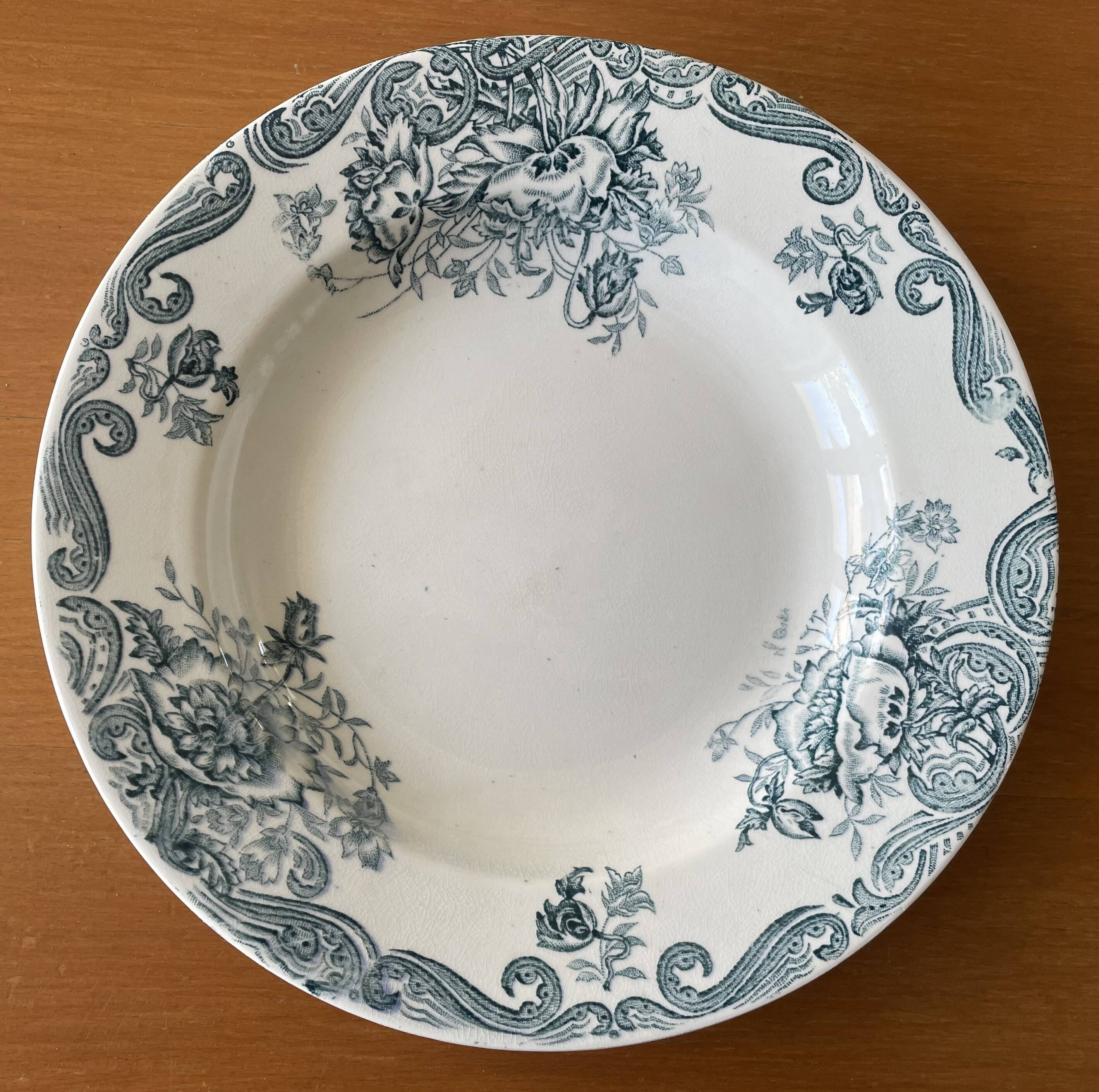 6 assiettes creuses anciennes en faïence de Clairefontaine
