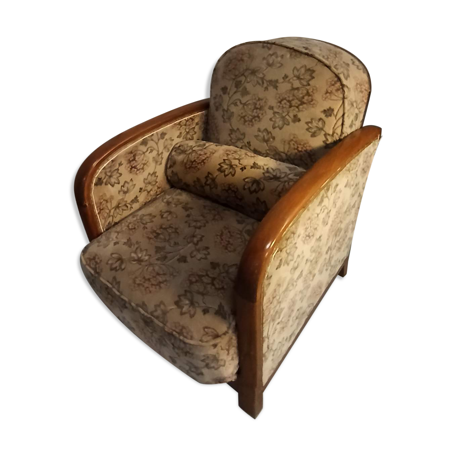 Art Deco armchair with system - original floral velvet fabric