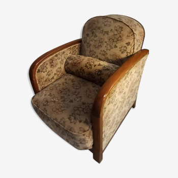 Art Deco armchair with system - original floral velvet fabric