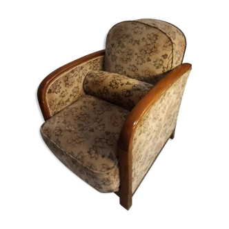 Art Deco armchair with system - original floral velvet fabric
