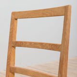 Set Of 6 Mid Century oak dining chairs by Fritz Hansen, natural wool upholstery, 1950s