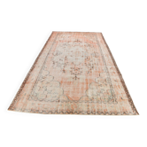 Tapis en laine turc vintage fait main en rose blush atténué, 191x316 cm