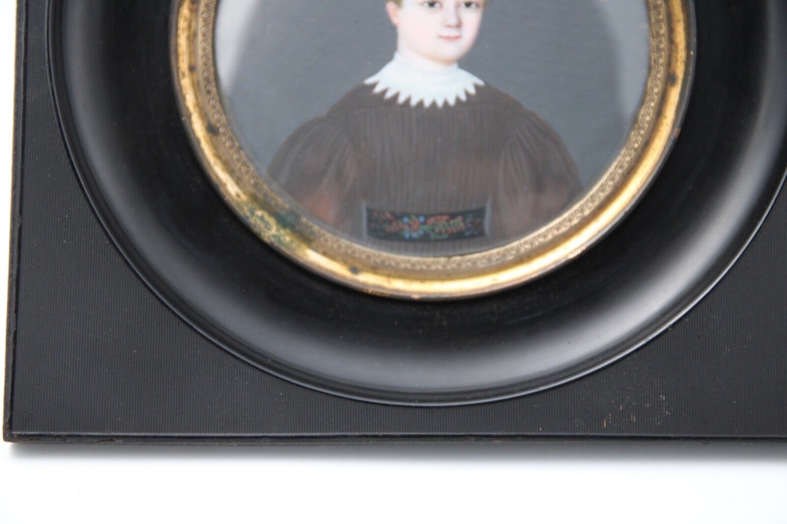 Miniature by p martin young child charles martin 1836 blackened frame