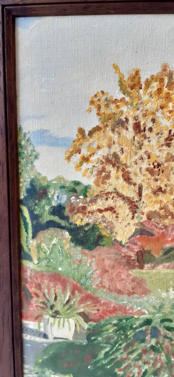 Oil painting on canvas terrace Signed May 1962