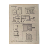 Lithograph plan rural dwelling of 1921