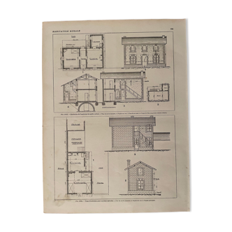 Lithograph plan rural dwelling of 1921