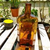 Vintage 6 sided amber bottle