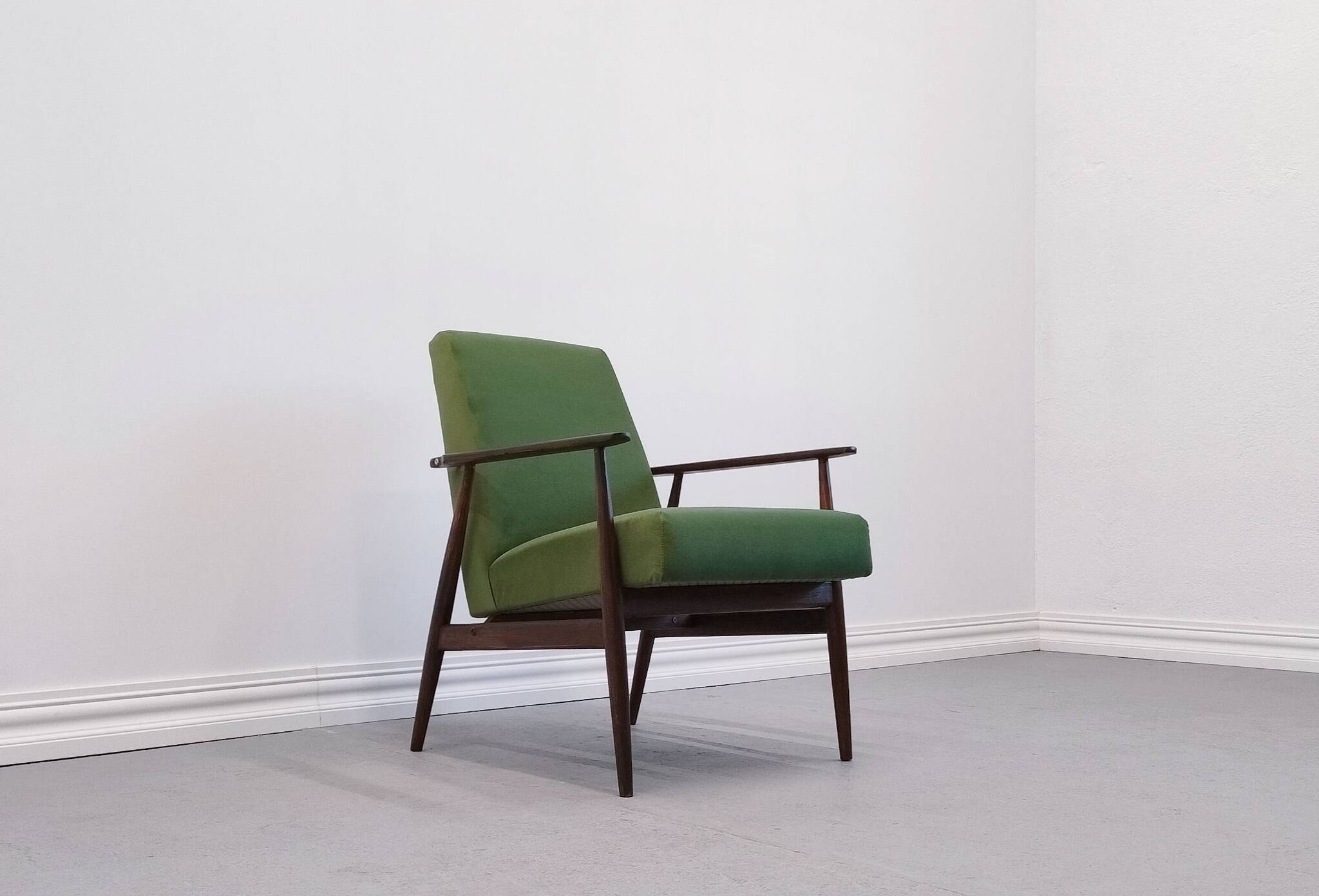 1960 Henryk Lis Mid Century Armchair in Green Velvet