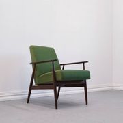 1960 Henryk Lis Mid Century Armchair in Green Velvet