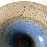 Signed blue stoneware fruit bowl