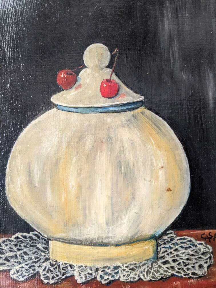 Small oil on canvas still life painting countryside style slow decoration