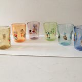 Service of 6 Murano glasses water "goto" "murrisa" in Murano glass unique piece