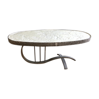 70s wrought iron coffee table