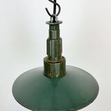 Industrial Petrol Enamel Military Pendant Lamp with Cast Aluminium Top, 1960s