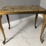 Heavy Onyx Marble Nesting Brass Tables