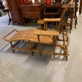 Wicker rattan chaise longue