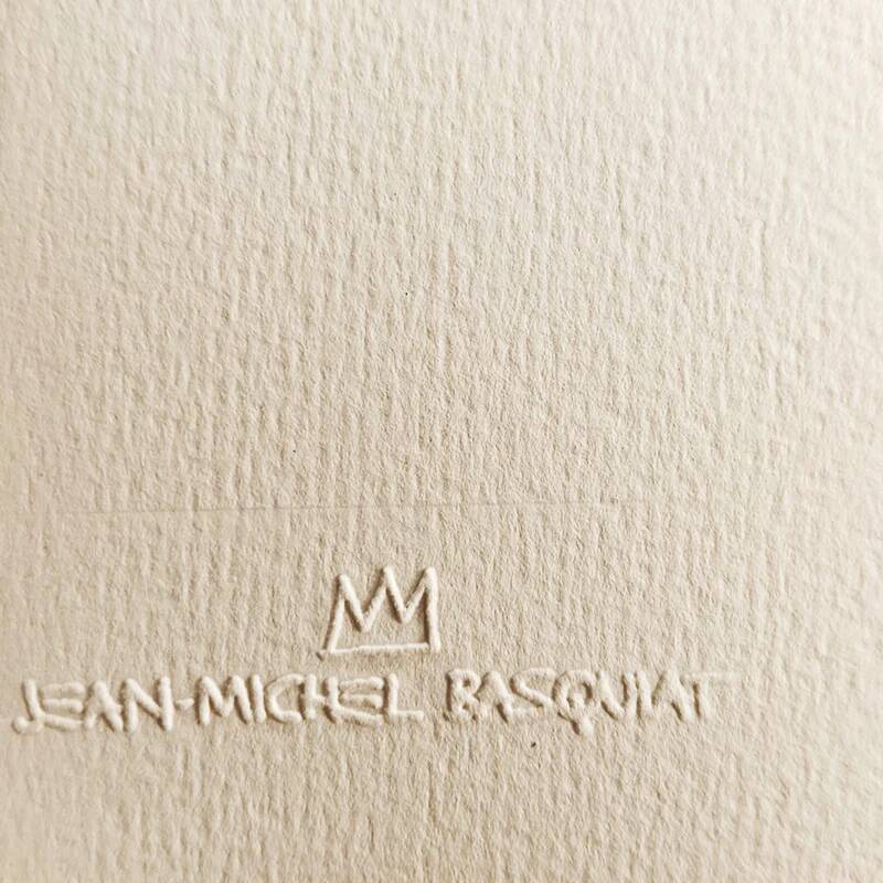 Limited edition lithograph by Jean-Michel Basquiat from the 1990s, numbered in pencil.