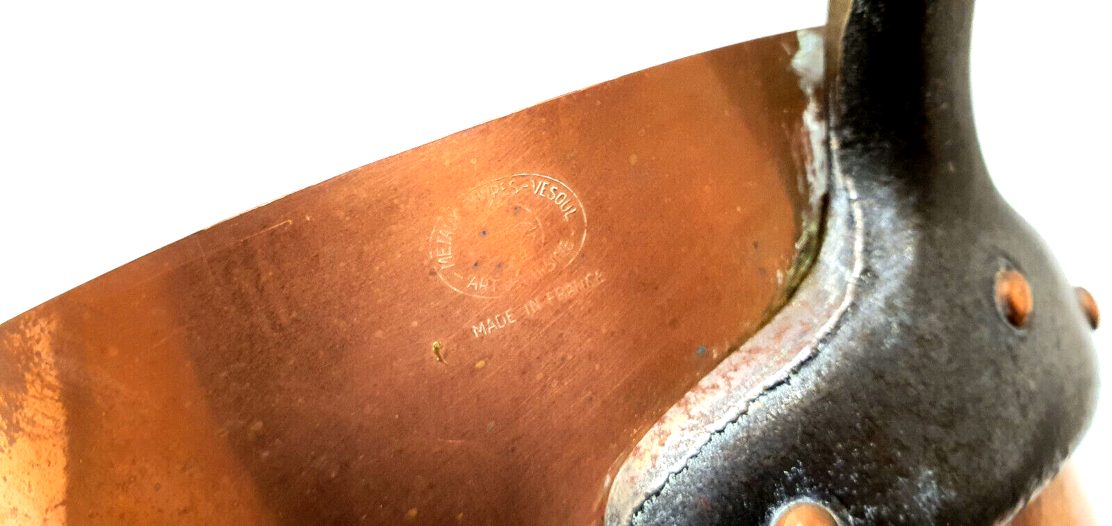 Serie of 4 old copper pans metals Vesoul