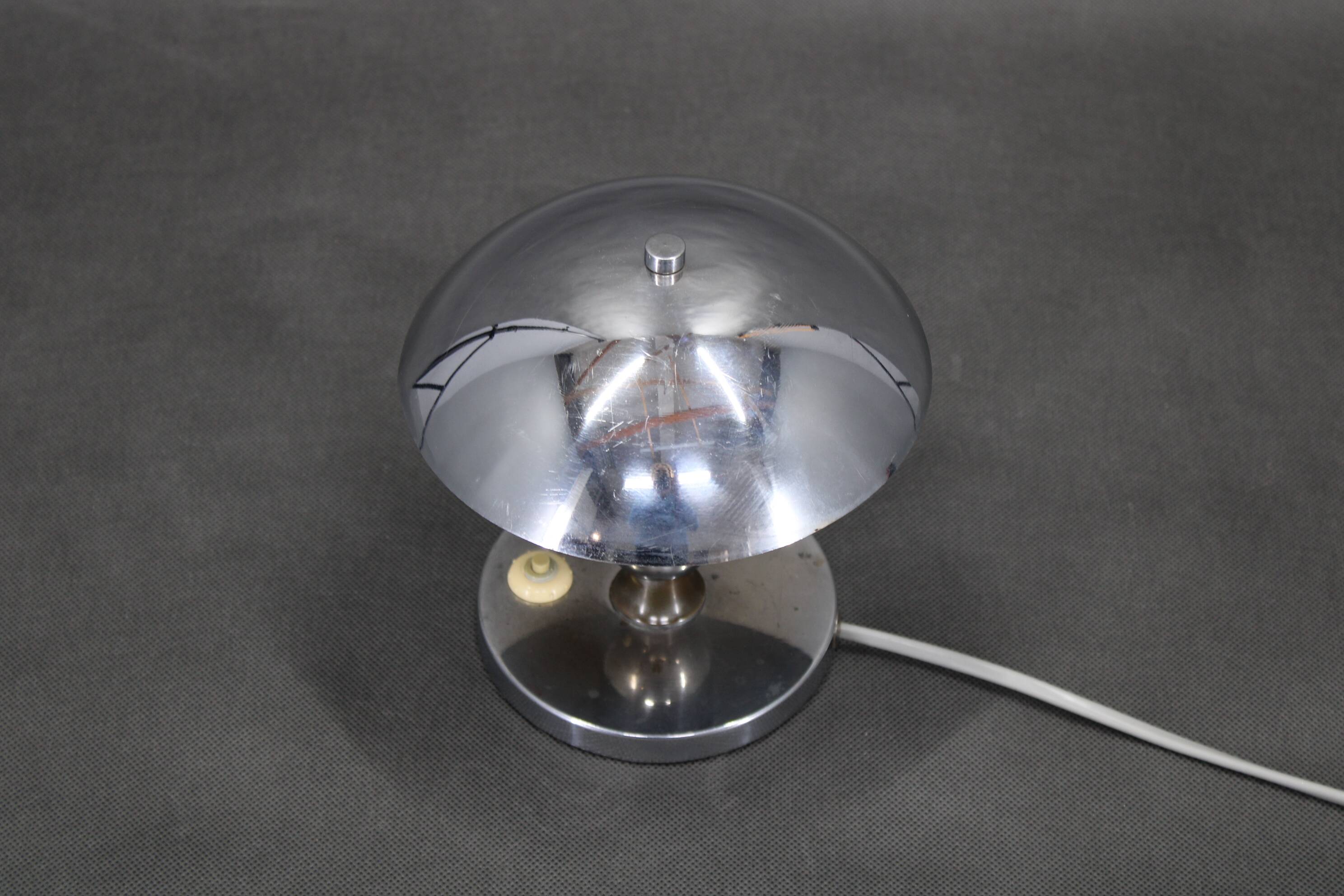 1930s Bauhaus Nickel Table Lamp, Czechoslovakia