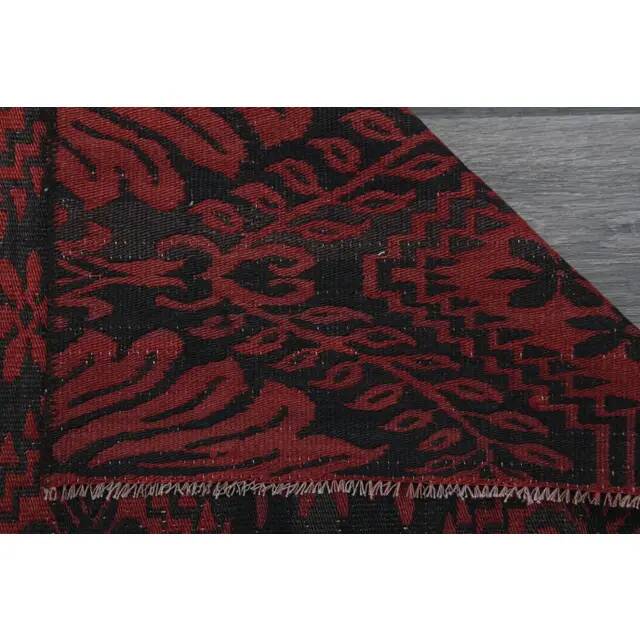 Vintage Turkish Oushak Handmade Wool Cotton Red Runner Rug 80x281
