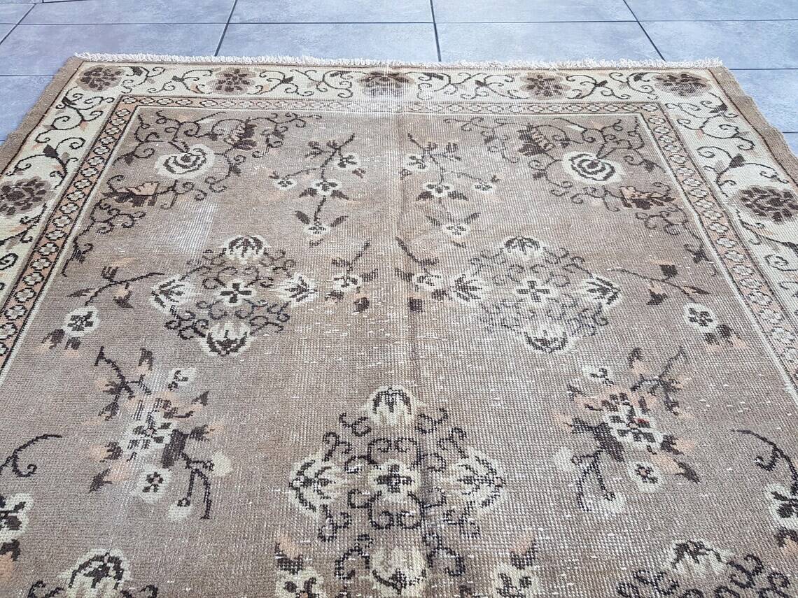 Oushak Vintage Floral Handmade Rug sku882