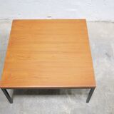 Vintage square modernist coffee table in teak and metal