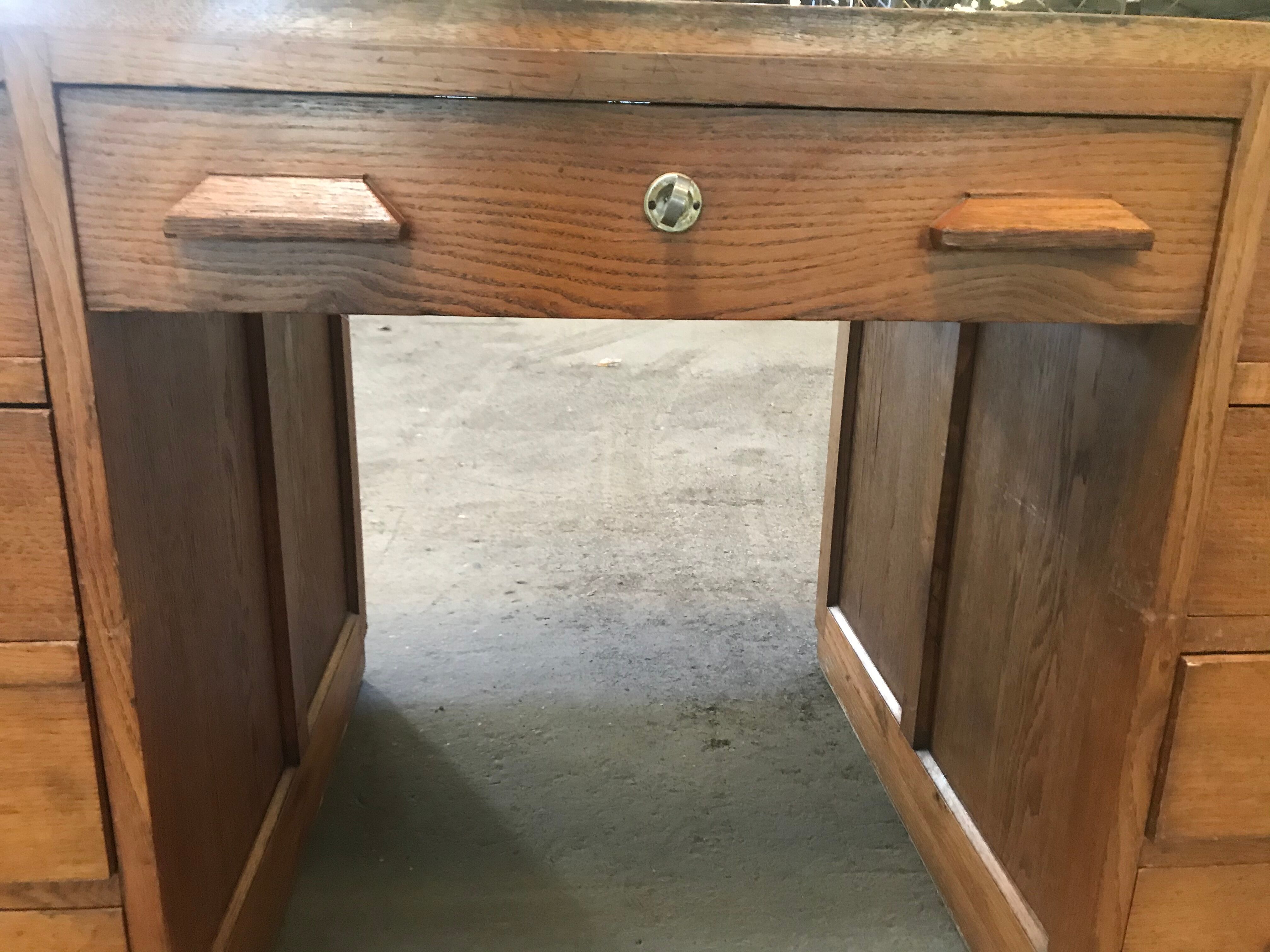 Solid oak administration cabinet desk 1950