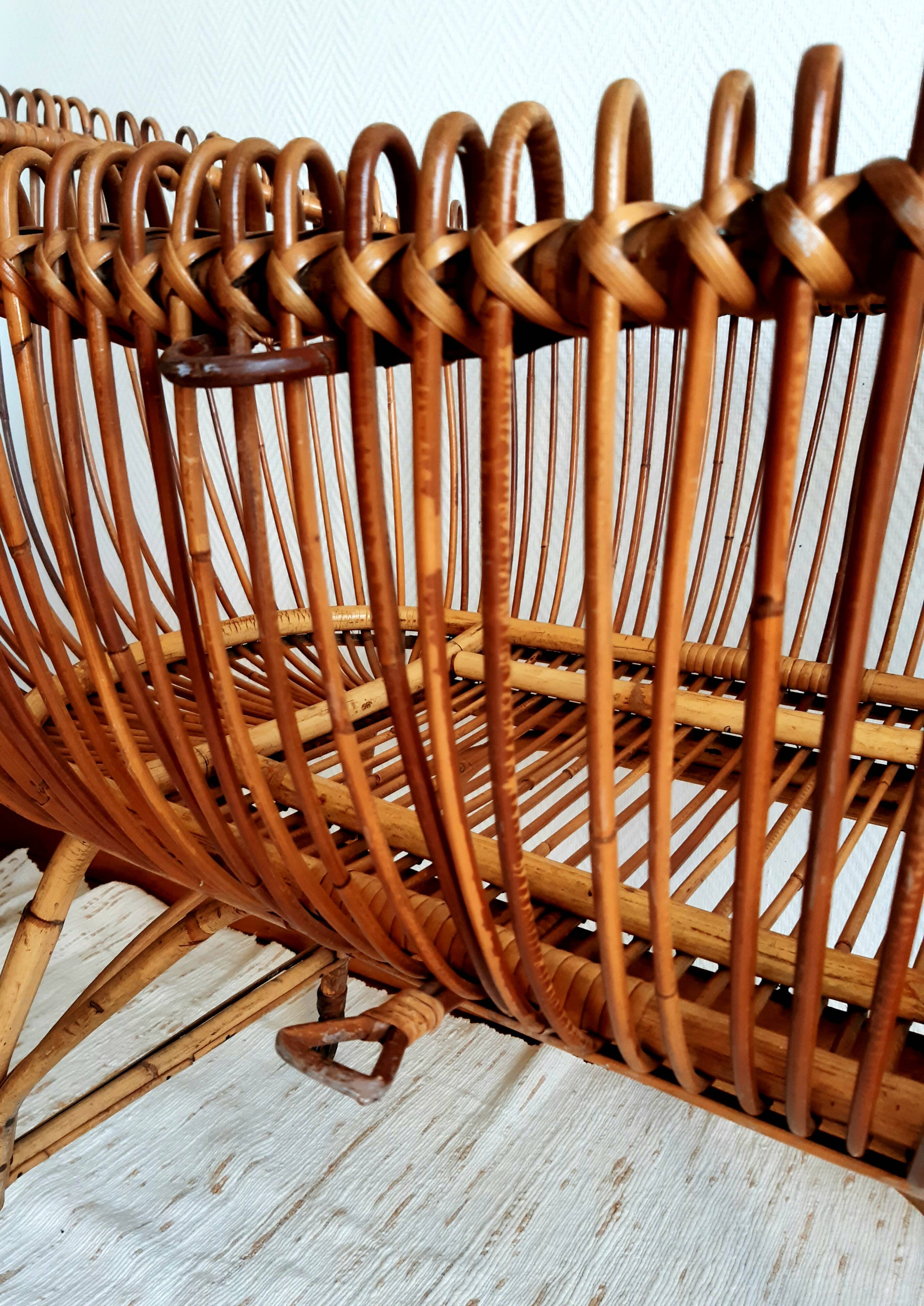 Vintage rattan bassinet circa 1960