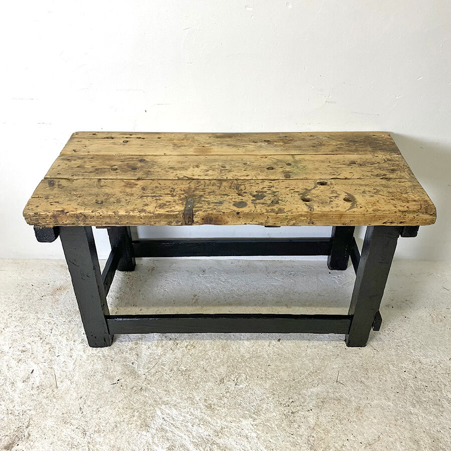 Antique blackened wood and varnished top