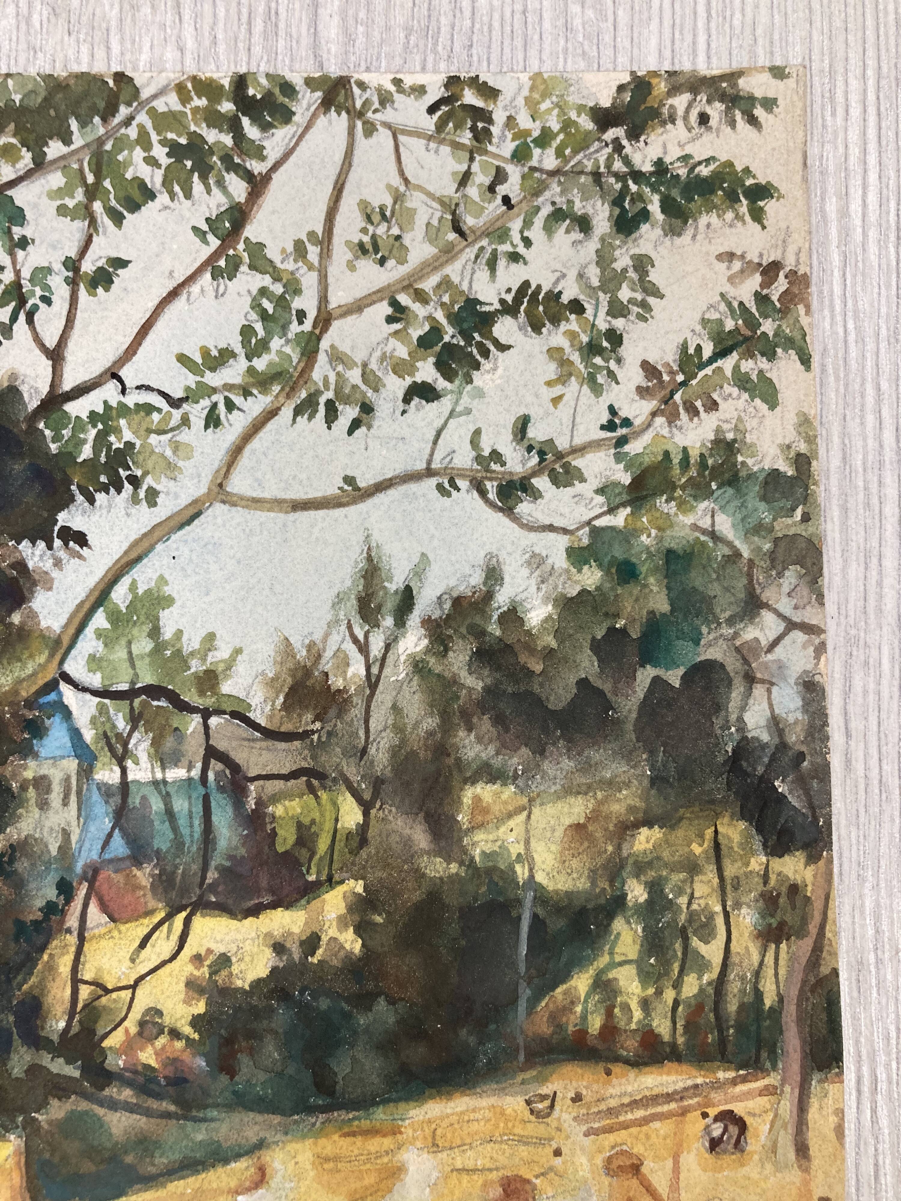 Vintage landscape watercolor