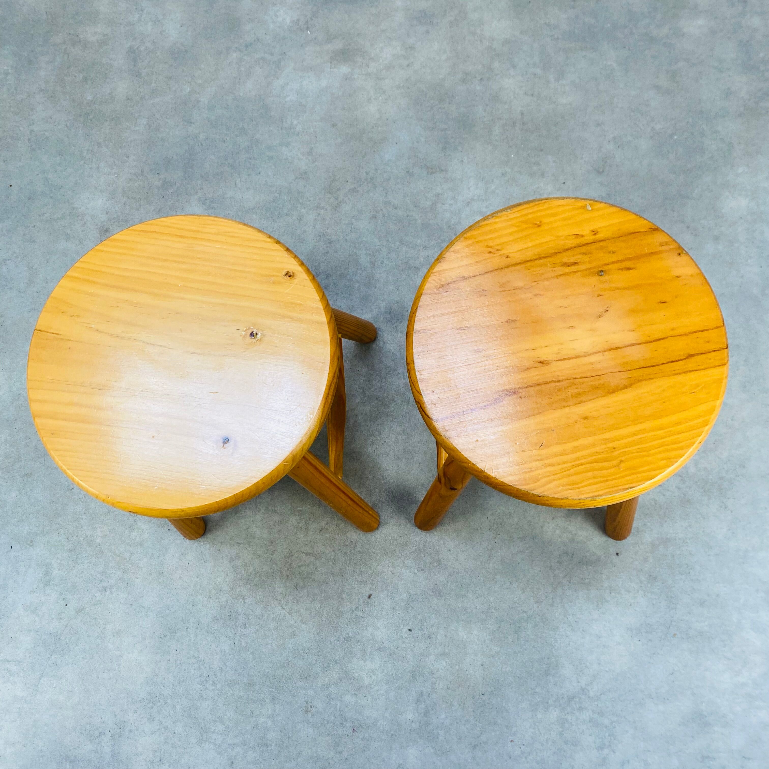 Pair of vintage pine stools