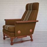 Ensemble de fauteuils bois de chêne laine état d’origine années 1970