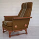 Ensemble de fauteuils bois de chêne laine état d’origine années 1970