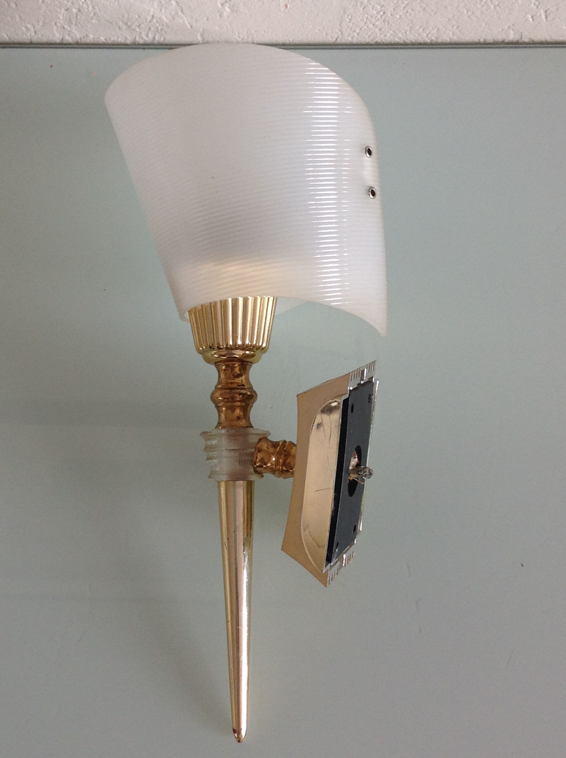 White / vintage perspex wall lamp 50s-60s