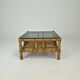 Italian bamboo coffee table with smoked glass, 1970s