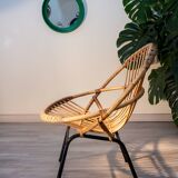 Rattan and steel basket chair, 1970s