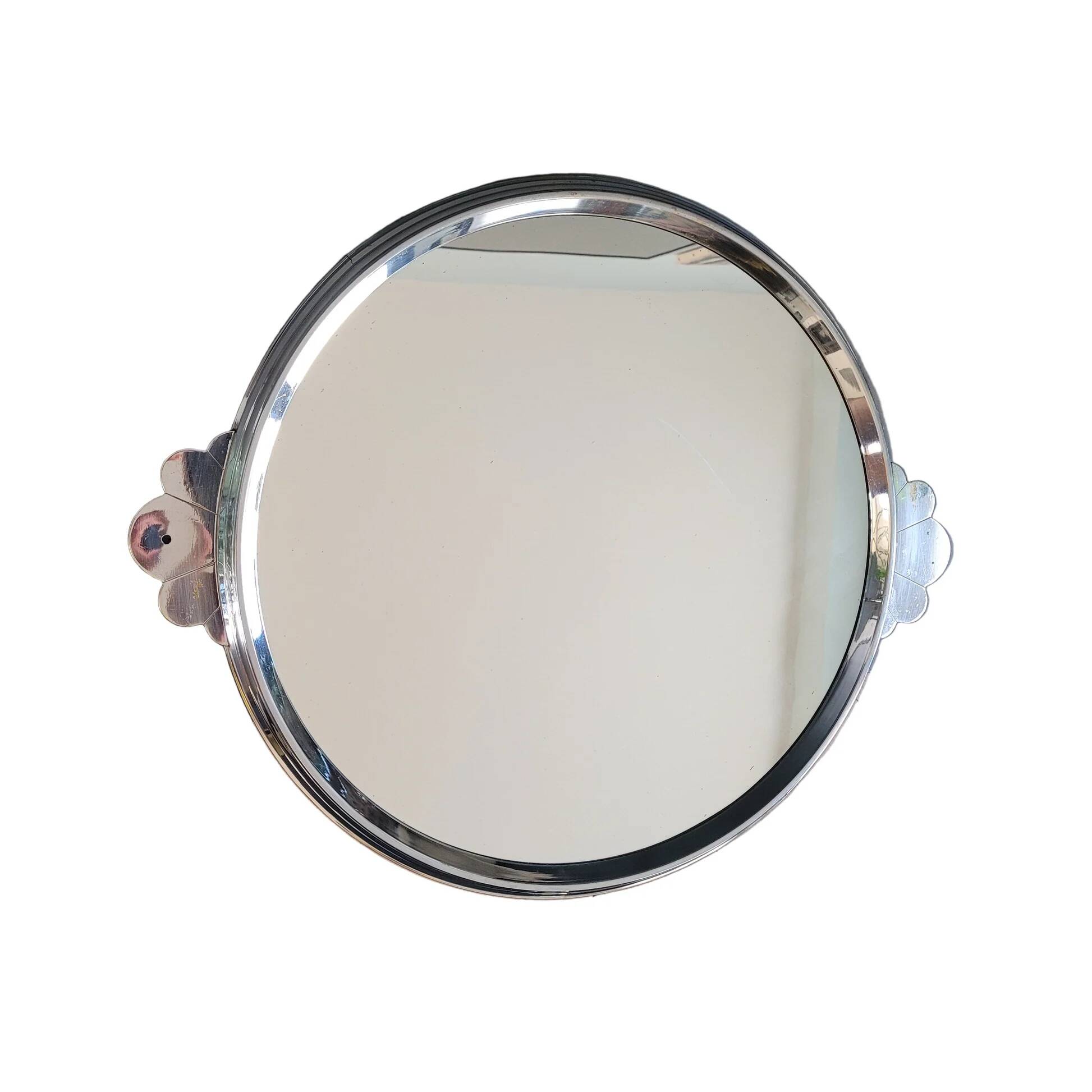 Vintage silver metal mirror tray