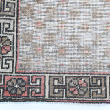 4x9 handmade distressed wool vintage rug 267x129cm