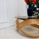 Table basse verre fumé et bois courbé